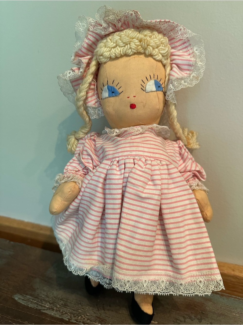 Vintage handcrafted rag doll 60’s or 70’s lovely condition